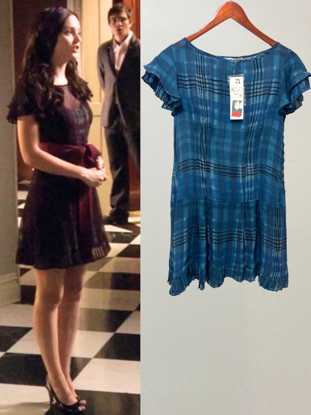 Blair Waldorf Nanette Lepore Sheer Plaid Ruffle Dress Alt ASO Gossip Girl NWT